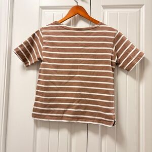 GU Uniqlo Striped Heavyweight Boxy Boat Tee Beige White